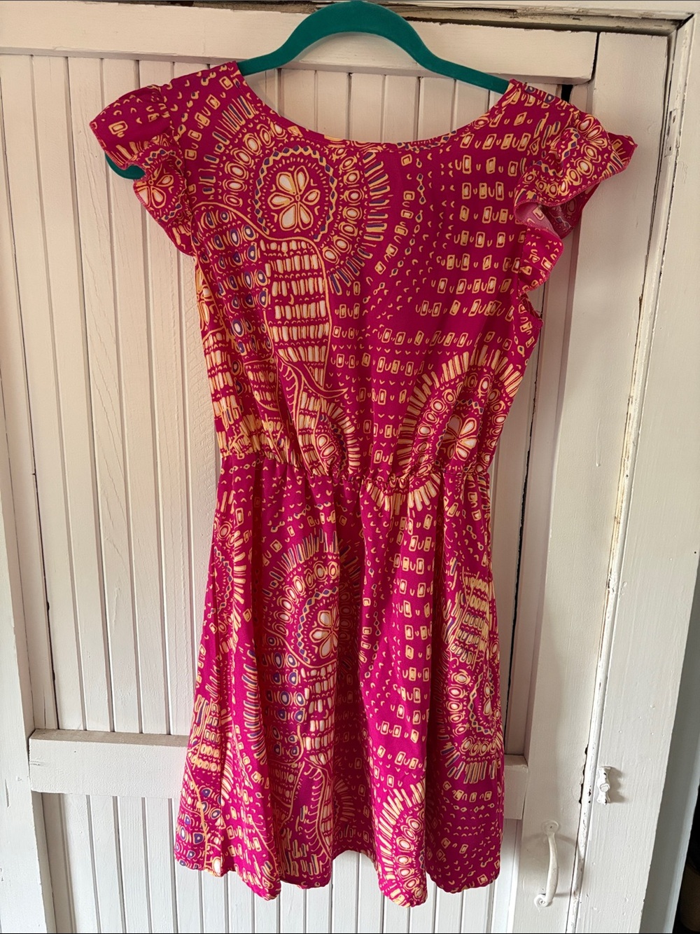 Bright Pink & Yellow Printed Summer Dress